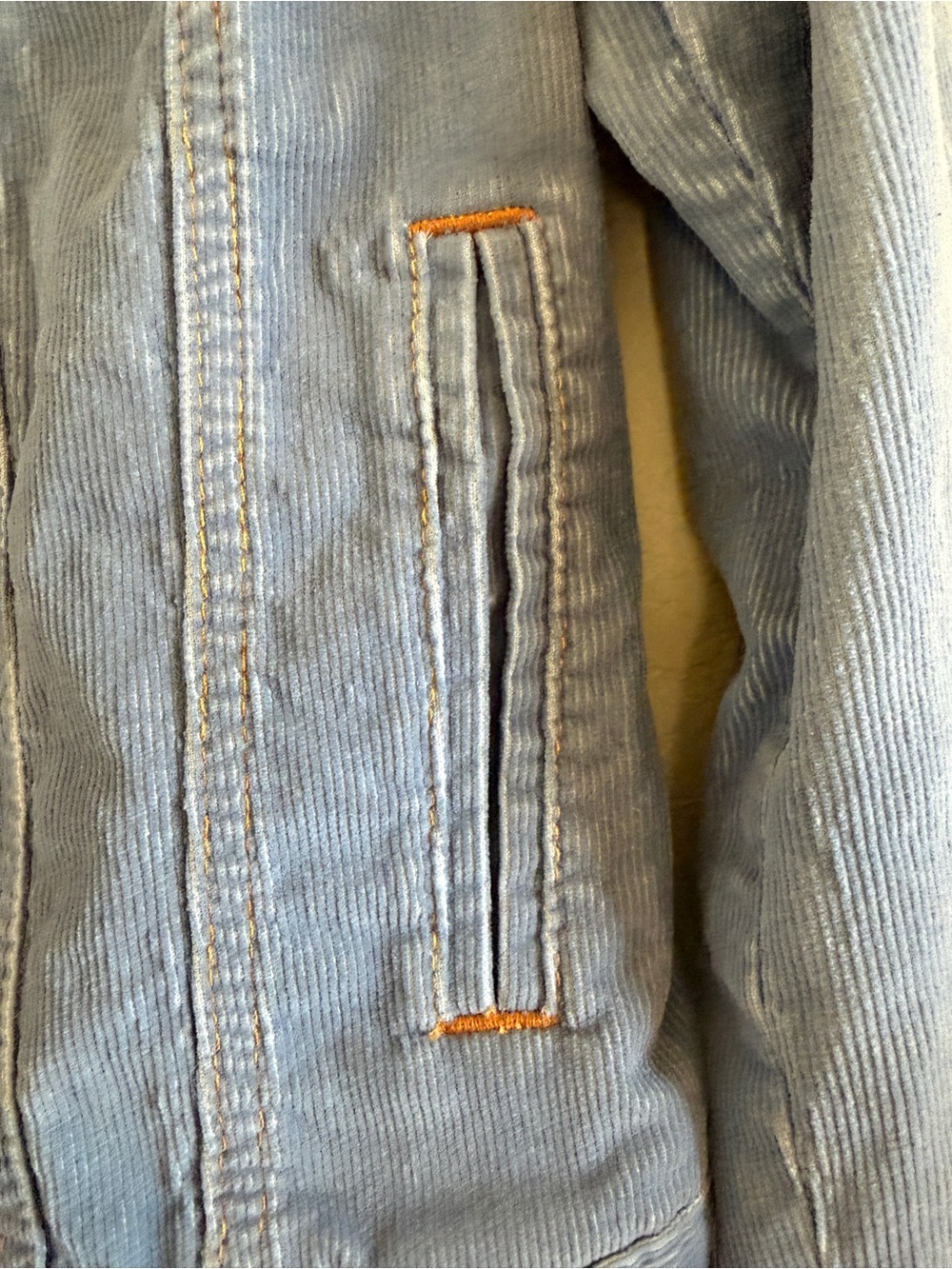 Vintage 90s GAP Stretch Corduroy Jacket - Cornflower Blue Mock Neck Trucker - Picture 4 of 7